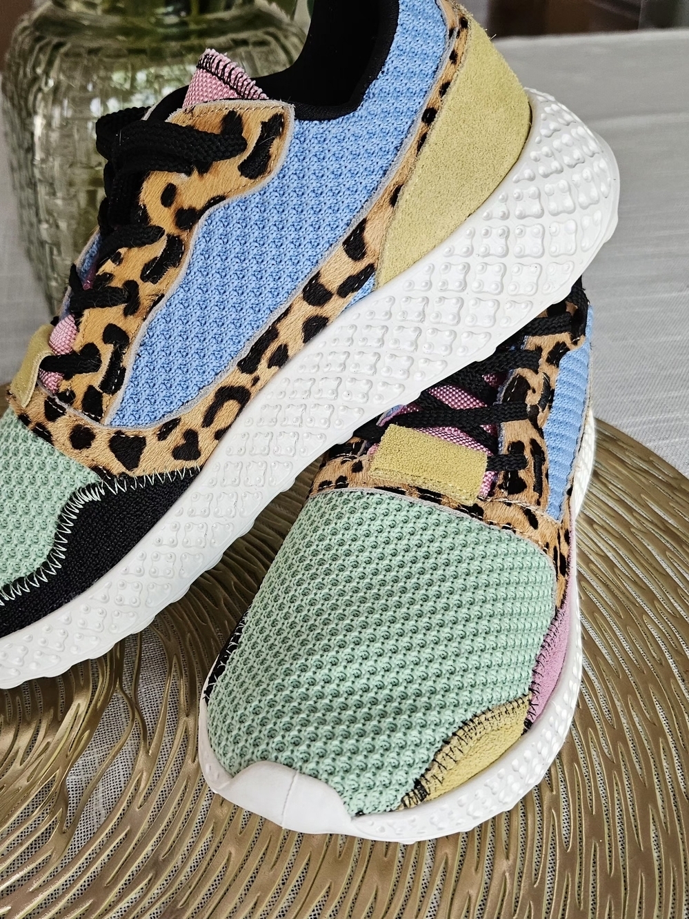 Steve Madden Verdict Leopard Multi Colorblock Knit Sneakers Women's Size 8.5 - Picture 3 of 10